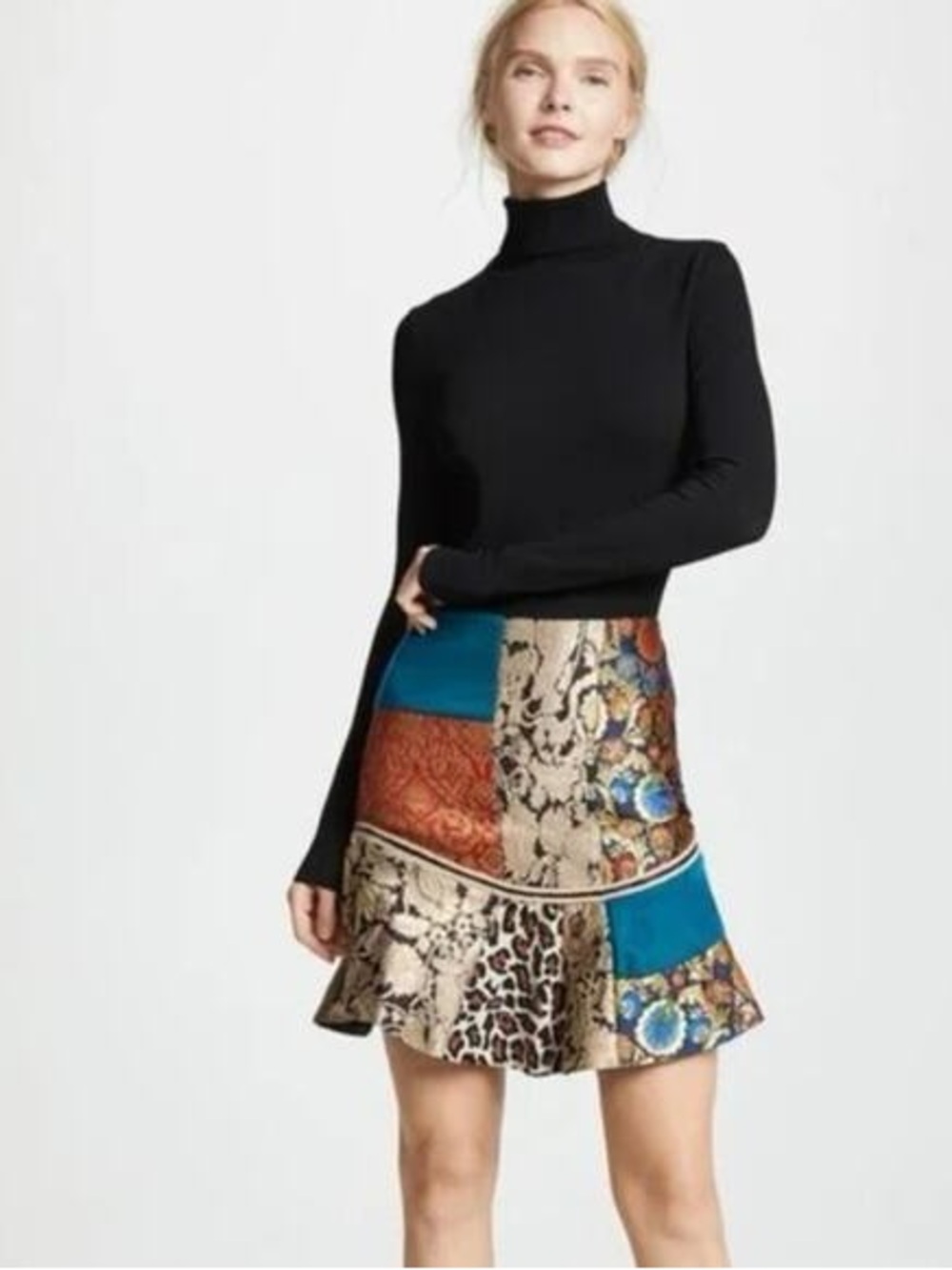 Alice + Olivia Patchwork Printed A-Line Mini Skirt - Multicolor